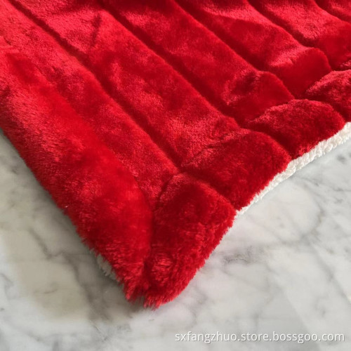 600gsm polyester thick double layer red faux fur luxury couch fleece throw blanket